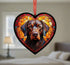 Labrador Chocolate Stained Glass Effect Heart Suncatcher